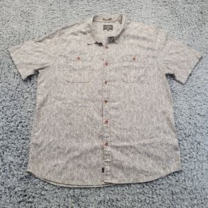 Quiksilver Shirt Mens 2XL Gray Hawaiian Waterman Button Floral Comfort Tropical